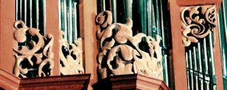 Carved ornament, pipe shade carvings, Pacific Lutheran University, Tacoma WA